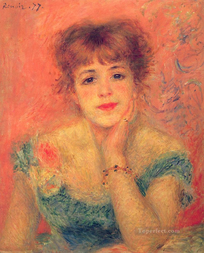 Jeanne Samary in a LowNecked Dress master Pierre Auguste Renoir Oil Paintings
